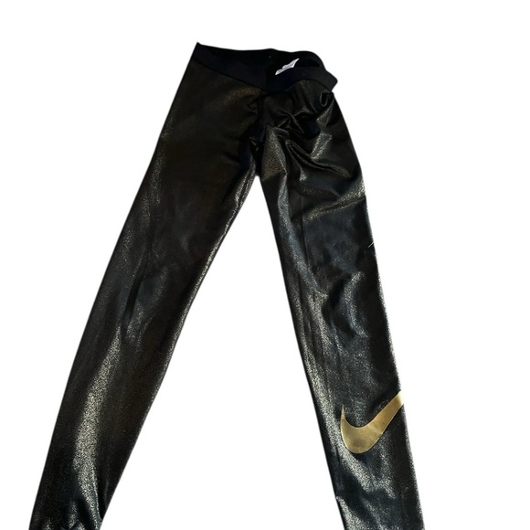 Nike Pro Black Gold Sparkle Leggings Size Medium - Picture 5 of 5